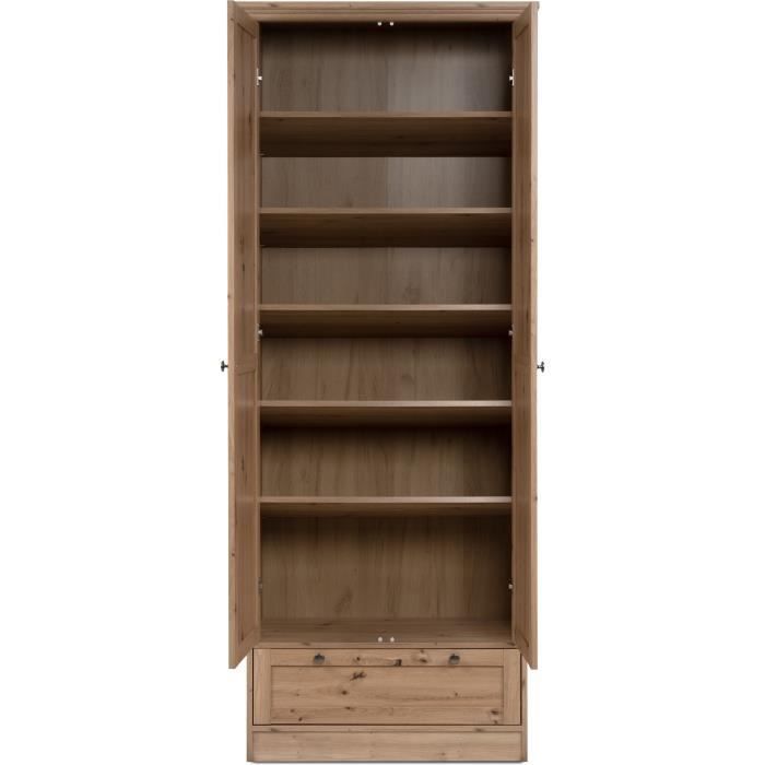 Armoire - Landwood - Décor chene artisan - 2 Portes - 1 Tiroir - L80 x P39 x H200 cm