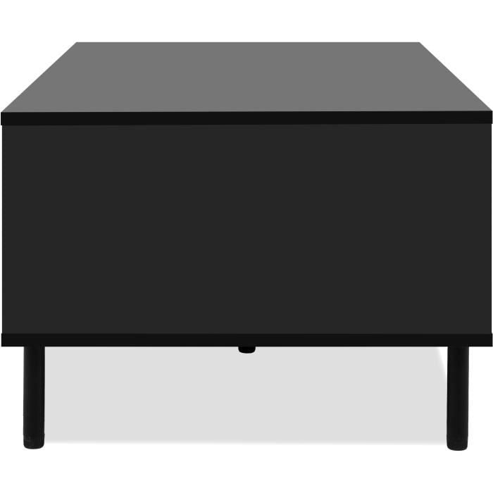 Table basse - MONZA 55A - Noir / Chene artisan - 1 porte, 2 niches - 110,5 x 47 x 67 cm