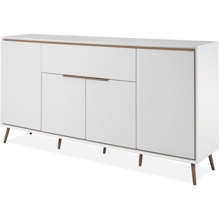 Buffet - ARONA 51B - Blanc / Chene artisan - 4 portes, 1 tiroir - 175 x 90 x 38 cm