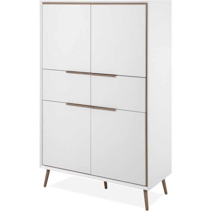 Buffet Haut - ARONA 53B - Blanc / Chene artisan - 4 portes, 2 tiroirs - 175 x 90 x 38 cm