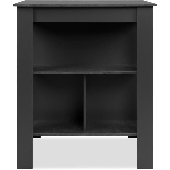 Table de bar - ATLANTA - 4 personnes - 92 x 106 x 68 cm - Ardoise foncé / Anthracite