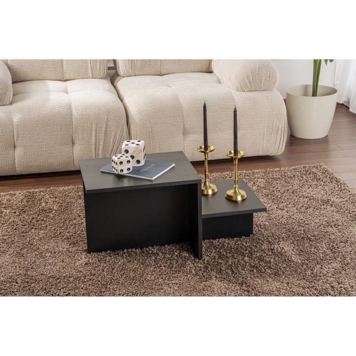 Table basse - HARMONY - Rectangulaire - Noir - 80 x 40 x 40 cm