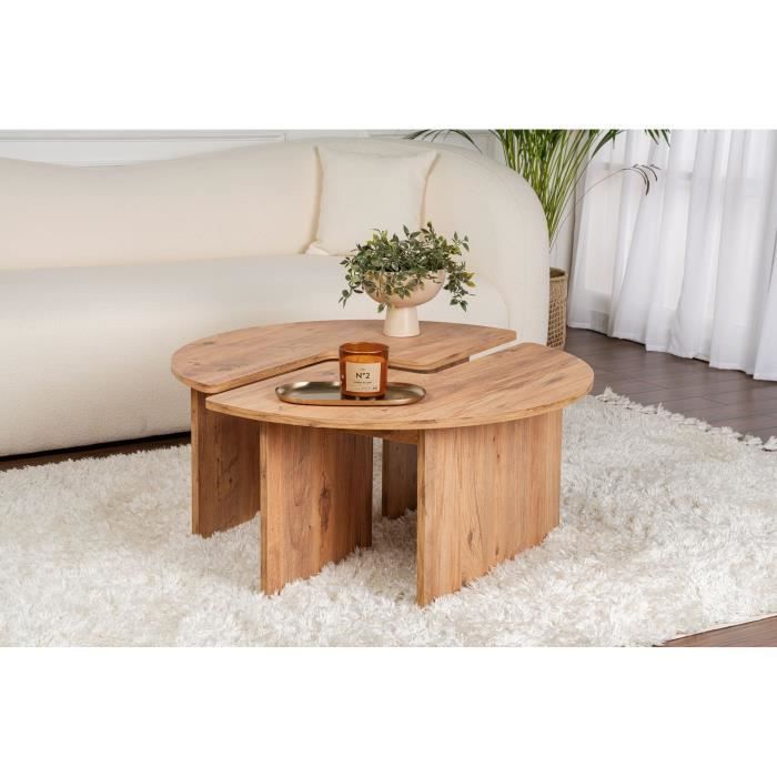 Table basse - MOIRA - Ronde - Pin Atlantique - 90 x 90 x 41 cm