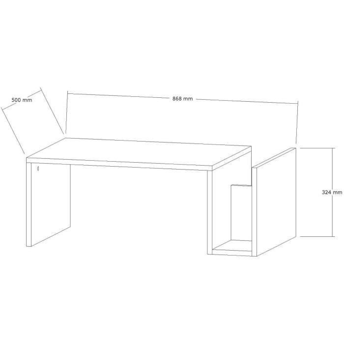 Table basse - MEMO - Rectangulaire - Effet marbre Travertin - 86,8 x 32,4 x 50 cm