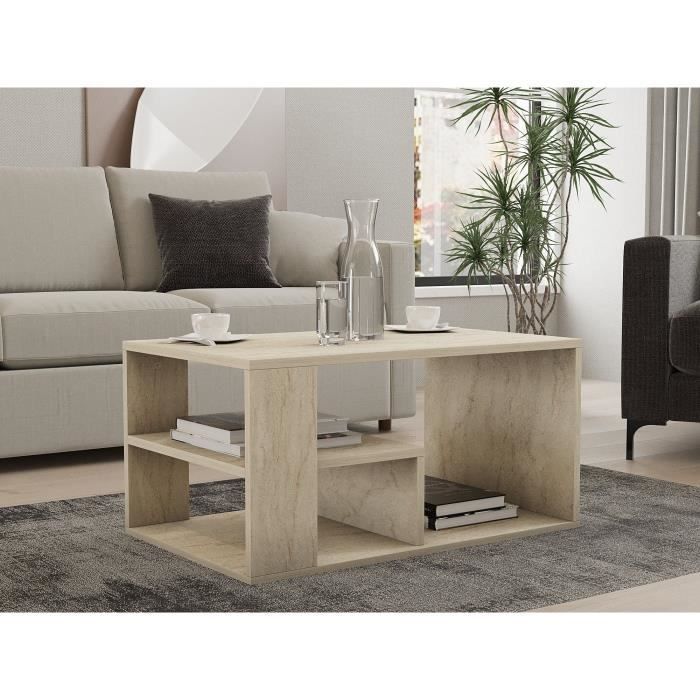 Table basse - EROS - Rectangulaire - Travertin - 80 x 50 x 40 cm