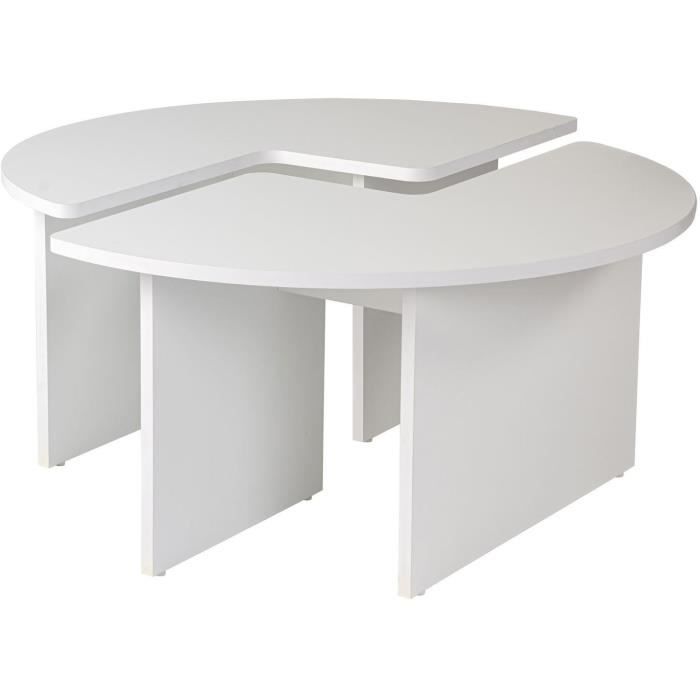 Table basse - MOIRA - Ronde - Blanc Naturel - 90 x 90 x 41 cm