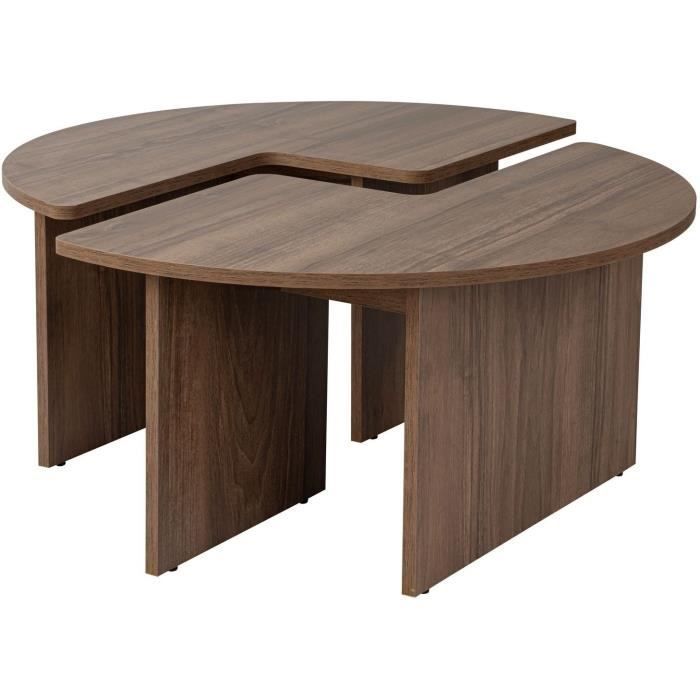 Table basse - MOIRA - Ronde - Noyer - 90 x 90 x 41 cm