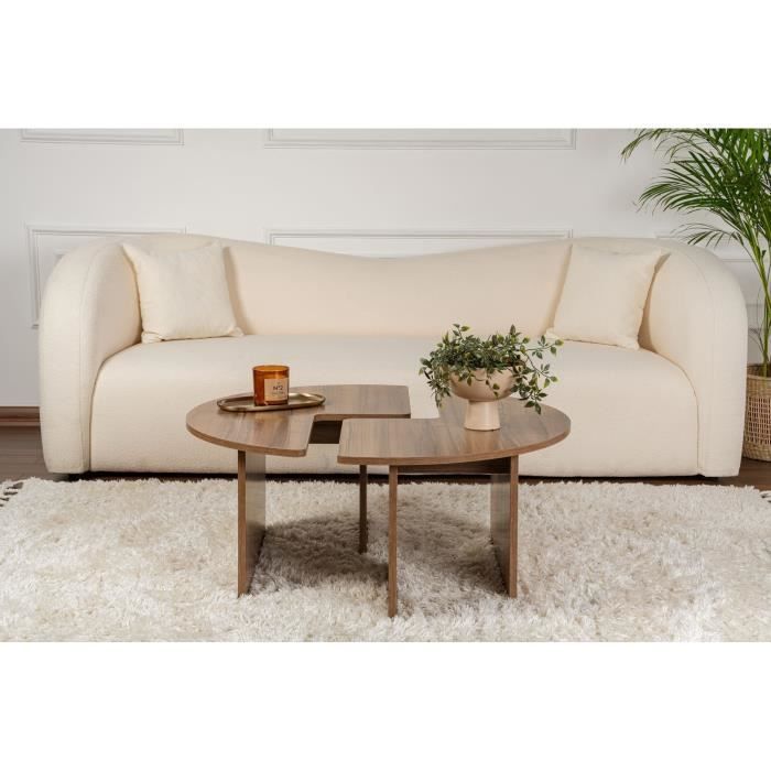 Table basse - MOIRA - Ronde - Noyer - 90 x 90 x 41 cm