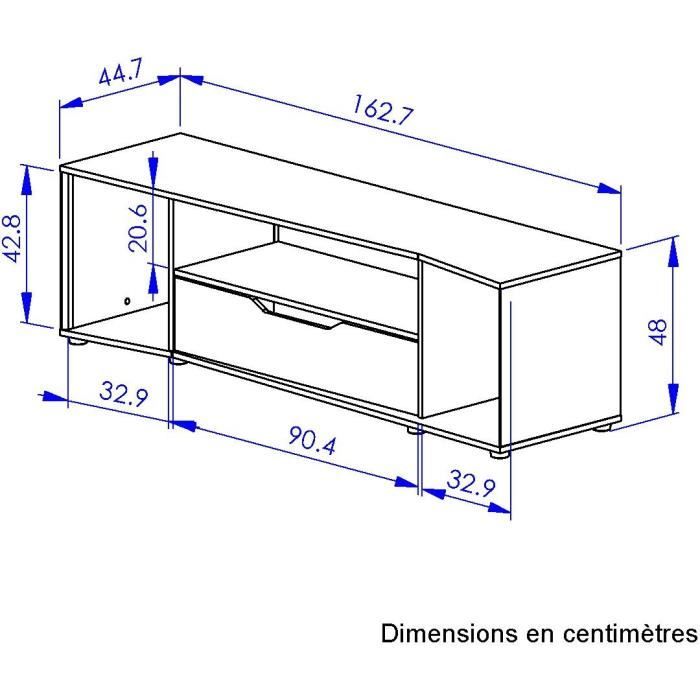 Meuble TV gamer - HACK - Noir - 163 x 45 x 48 cm - DIAGONE