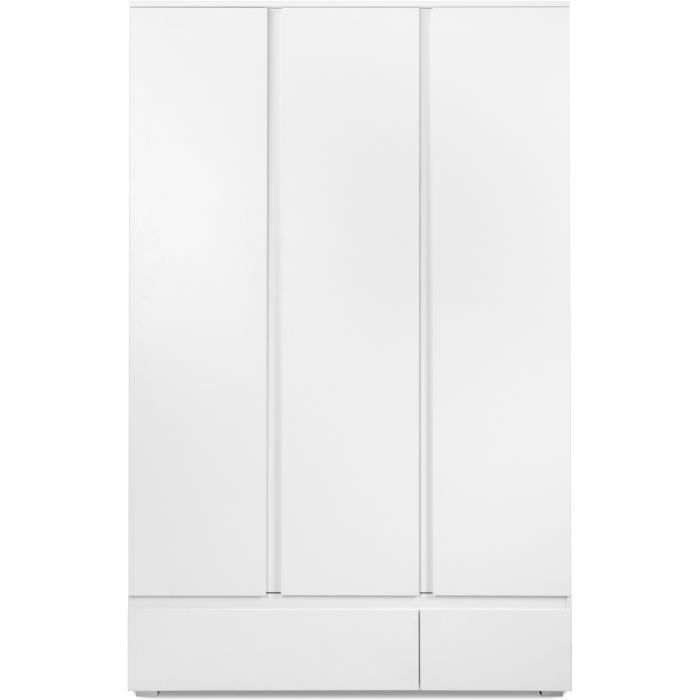 Armoire IMAGE 60B - Décor blanc mat - 3 portes + 2 tiroirs - L121,6 x H191 x P55 cm