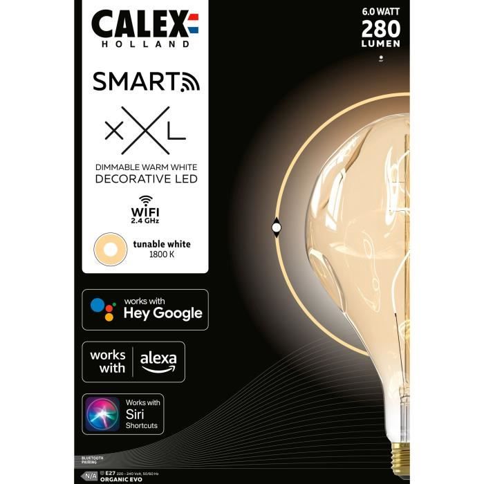 Ampoule LED E27 - CALEX - SMART ORGANIC EVO - Filament flexible - 6 W - 280 lm - 1800 K - IntensitÈ variable - Or
