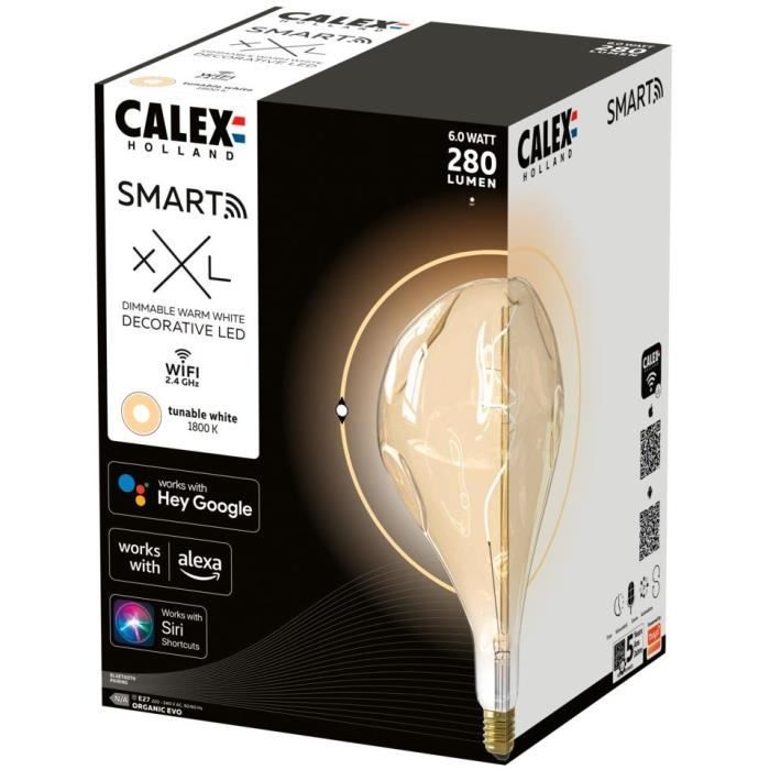 Ampoule LED E27 - CALEX - SMART ORGANIC EVO - Filament flexible - 6 W - 280 lm - 1800 K - IntensitÈ variable - Or