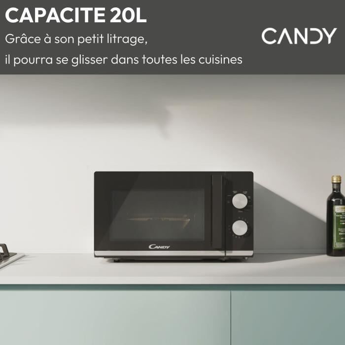 CMG20TNMB Micro-ondes Gril CANDY Moderna 20L 700W - Gril 900W - UI mÈcanique 6 niveaux de puissance - Fonction DÈcongÈlation poids