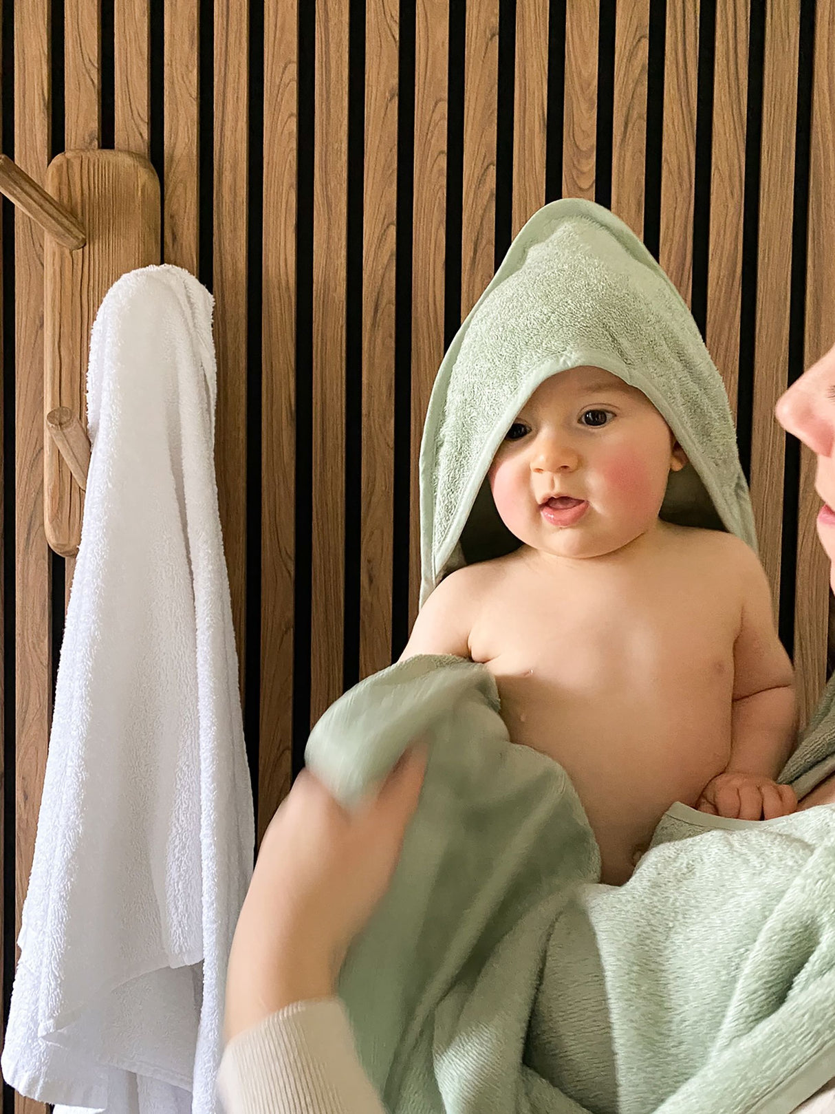 Drap de bain XXL Parent / Bébé - CANDIDE - 100x100 cm - Vert d'eau
