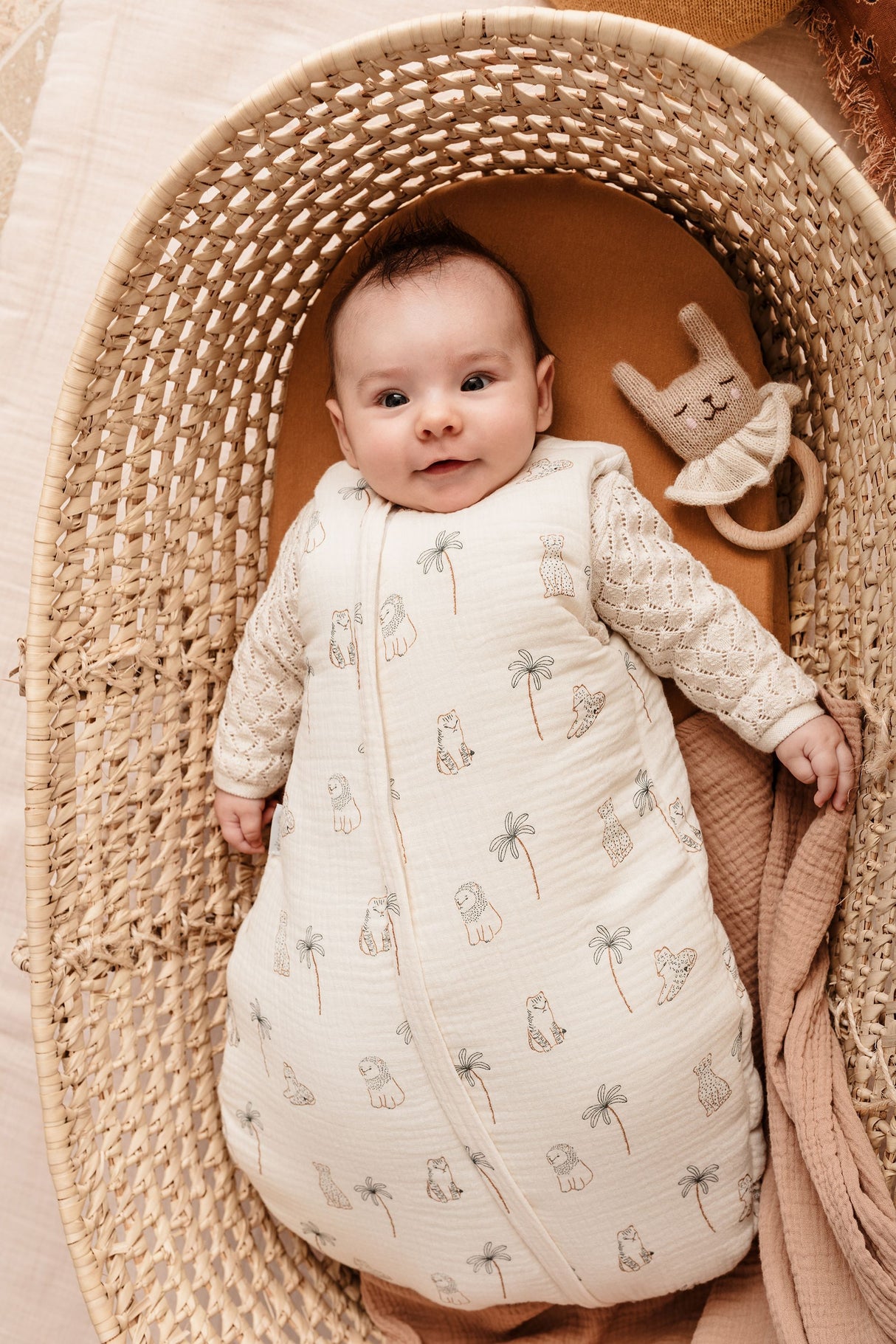 Mini douillette - CANDIDE - 55 cm - 0/3 mois - Blanc imprimé lange tigre