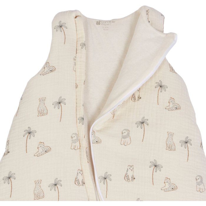 Douillette naissance - CANDIDE - 70 cm - 3/9 mois - Blanc imprimé lange tigre