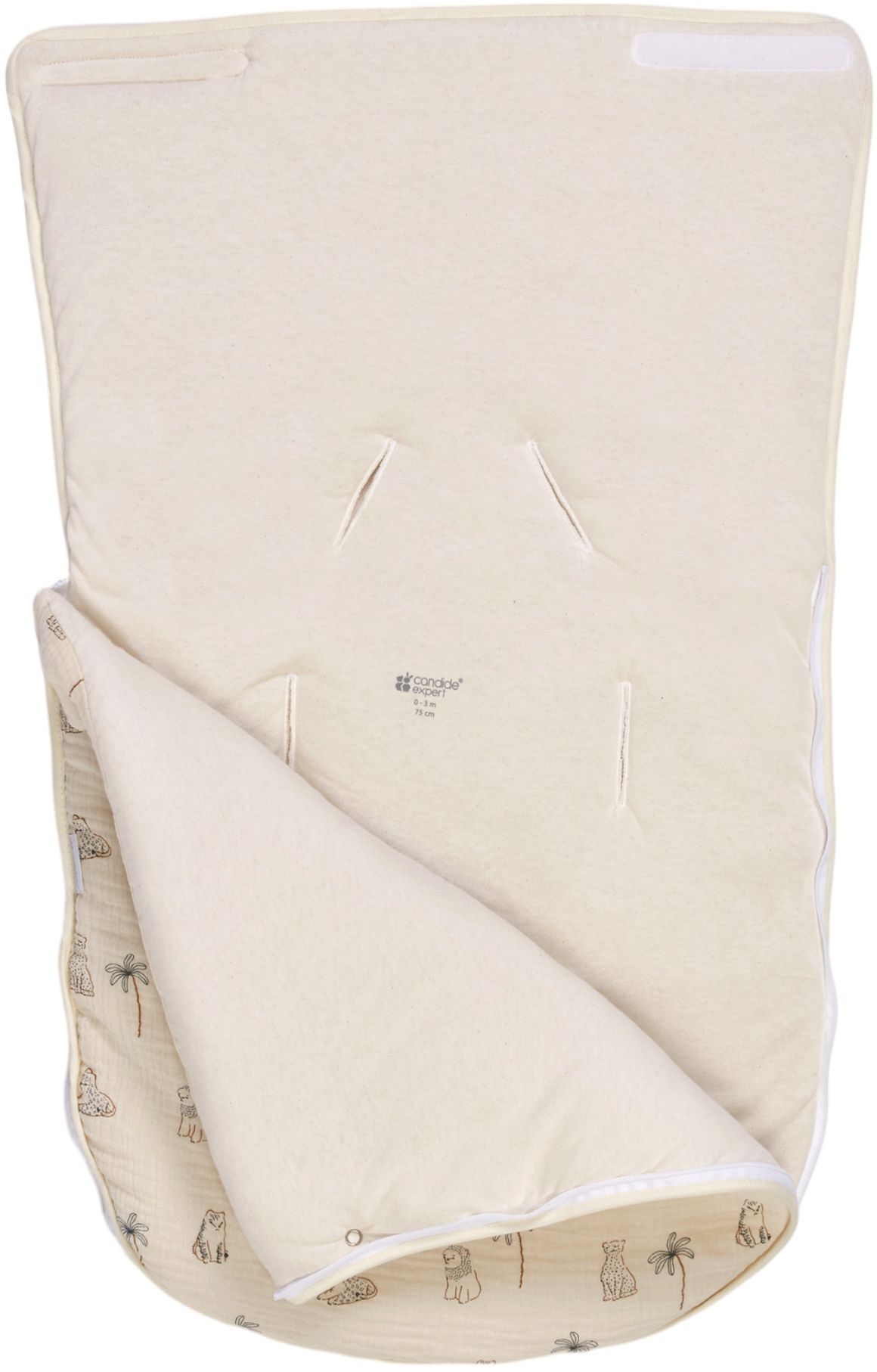 Nid d'ange - CANDIDE - 70 cm - 0/3 mois - Blanc imprimé lange tigre