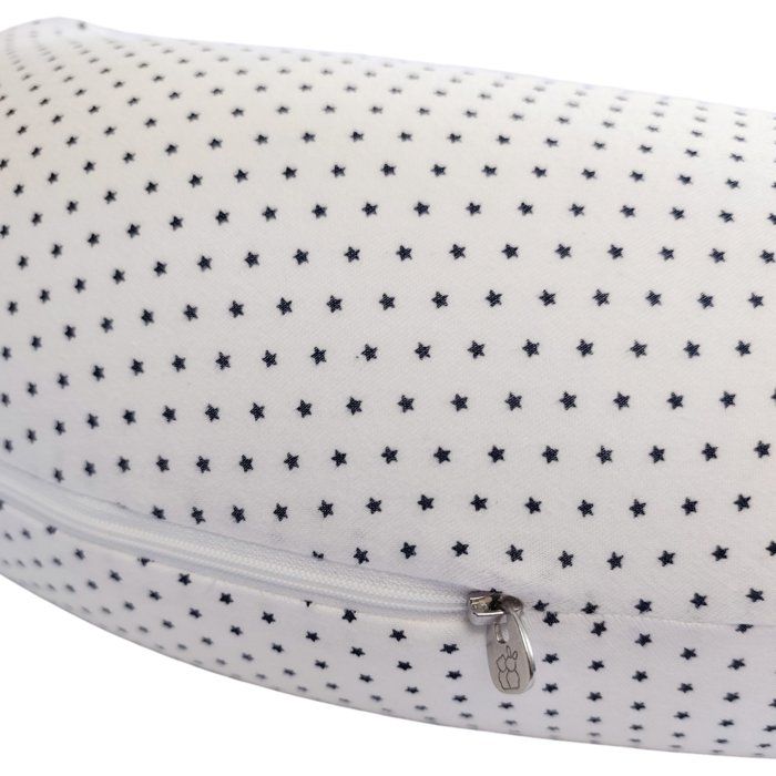 Coussin de maternité - CANDIDE - Jersey imprimé étoiles - Blanc / Bleu marine