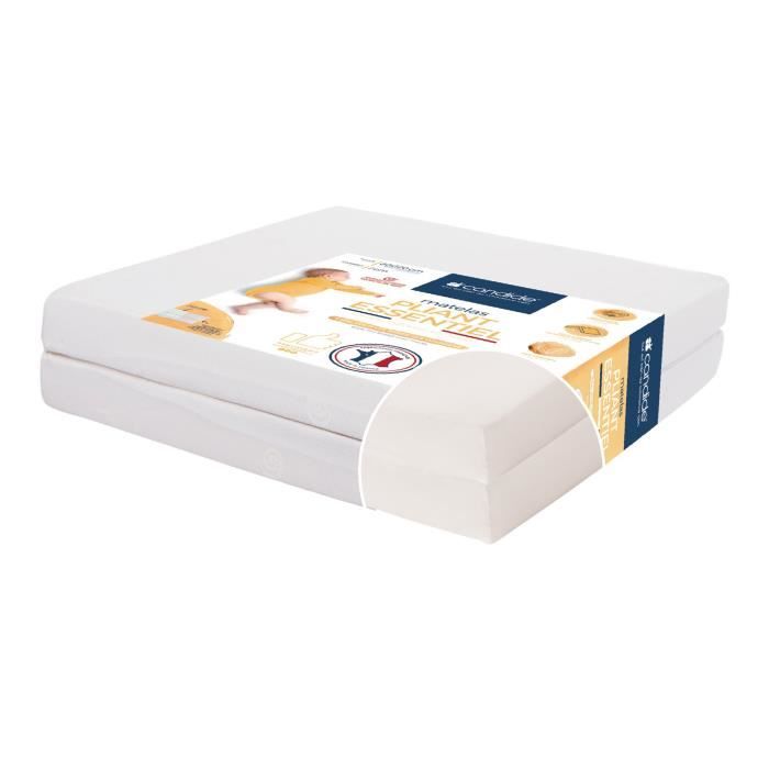 Matelas Bébé Pliant 2 Parties CANDIDE 60x120x7cm Essentiel Fabriqué En France - Garantie 5 ans