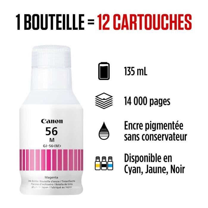 Bouteille d'encre - CANON - GI-56BK - Magenta - CompatibilitÈ MAXIFY GX - (4431C001)