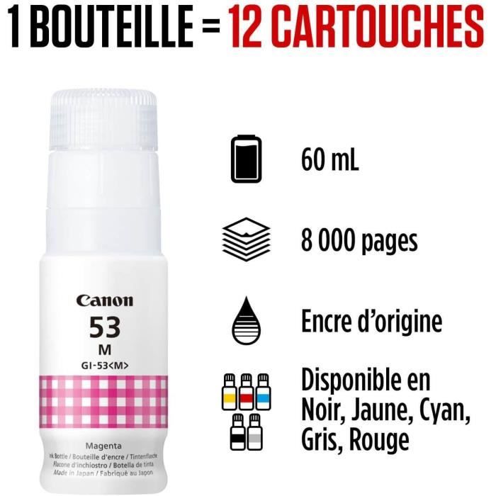 Bouteille d'encre - CANON - GI-53M - Magenta - CompatibilitÈ PIXMA G650 et G550 - (4681C001)