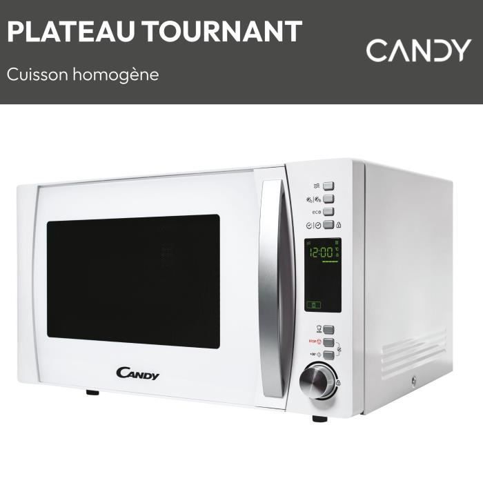 Micro-ondes Candy Essenza CMXW30DW 900W 30L Digital Blanc - Fonction Décongélation - 5 Niveaux de Puissance - 10 Menus Auto