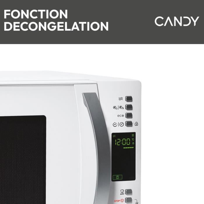 Micro-ondes Candy Essenza CMXW30DW 900W 30L Digital Blanc - Fonction DÈcongÈlation - 5 Niveaux de Puissance - 10 Menus Auto