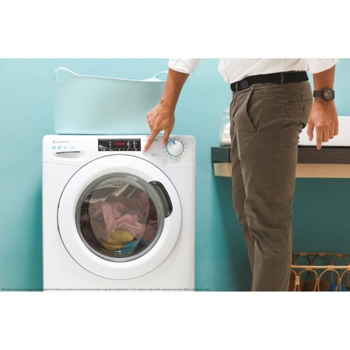 Lave-linge hublot CANDY CO12105TE/1-S - 10 kg - L60 cm - 1200 trs/min - ConnectÈ wi-fi + Bluetooth - Blanc