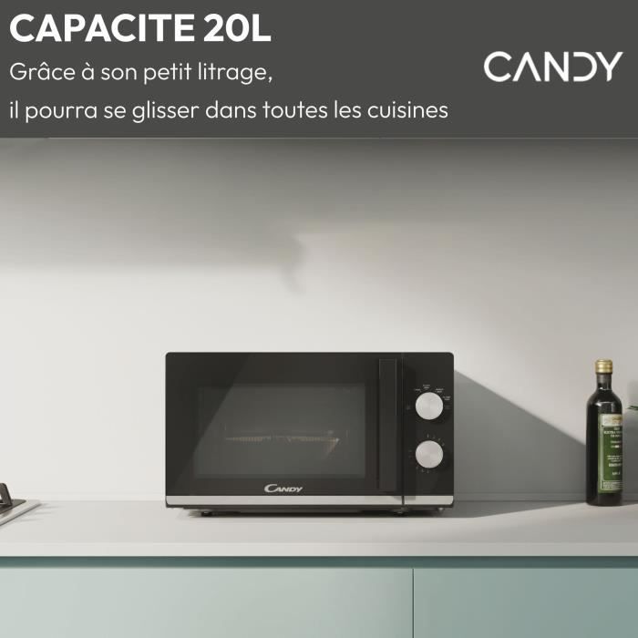Micro-ondes Candy Moderna CMW20TNMB 700 W 20L Noir - Fonction DÈcongÈlation - Plateau Tournant en Verre - 6 Niveaux de Puissance