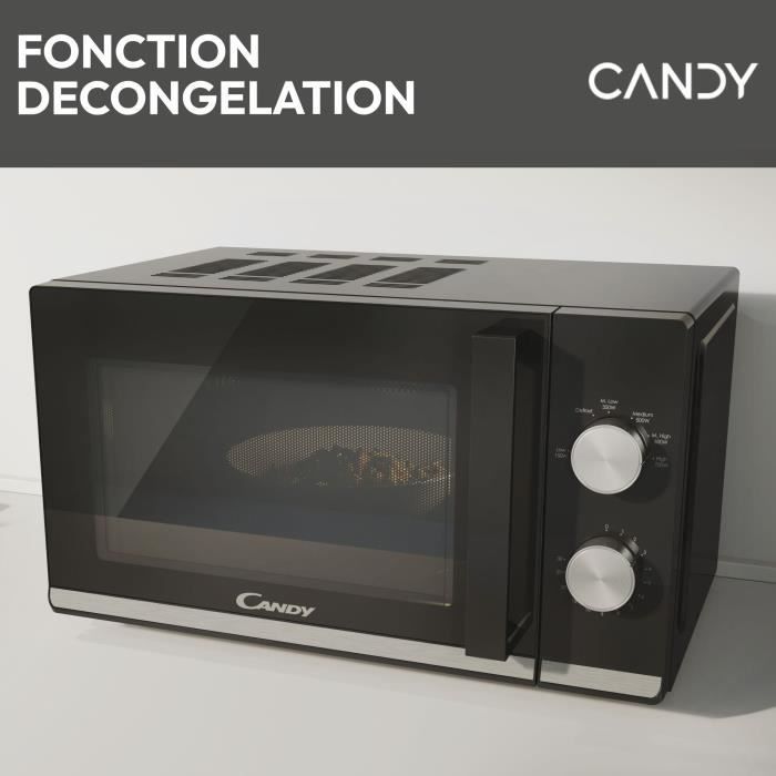 Micro-ondes Candy Moderna CMW20TNMB 700 W 20L Noir - Fonction DÈcongÈlation - Plateau Tournant en Verre - 6 Niveaux de Puissance