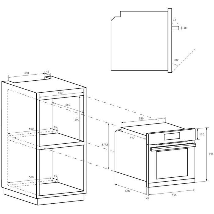 Four encastrable - Convection naturelle - CANDY FIDC X100 - 70L - Inox et noir - Classe A