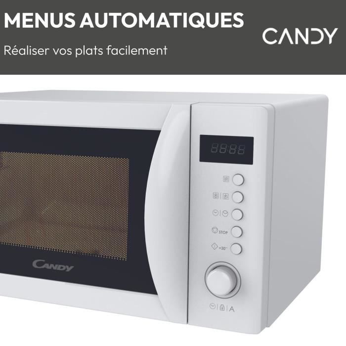 Micro-ondes Candy Idea CMWA20SDLW 700W Digital 20L Blanc - Fonction Décongélation - 5 Niveaux de Puissance - 8 Menus Automatiques