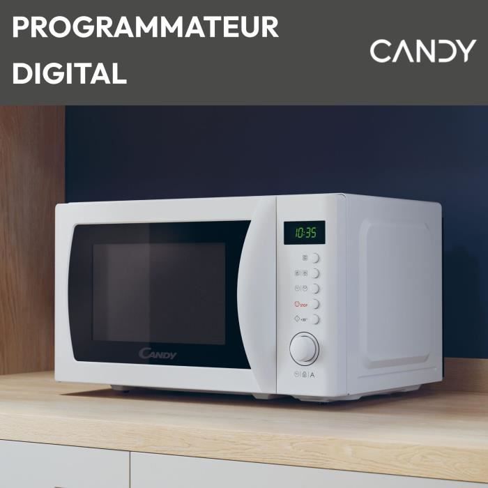 Micro-ondes Candy Idea CMWA20SDLW 700W Digital 20L Blanc - Fonction Décongélation - 5 Niveaux de Puissance - 8 Menus Automatiques