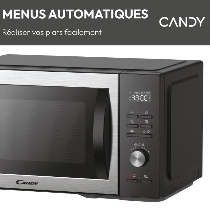 Micro-ondes Gril Candy Essenza CMGA31EDLB 1000W 31L Digital Noir - Fonction Nettoyage Auto - 5 Niveaux de Puissance -10 Menus Auto