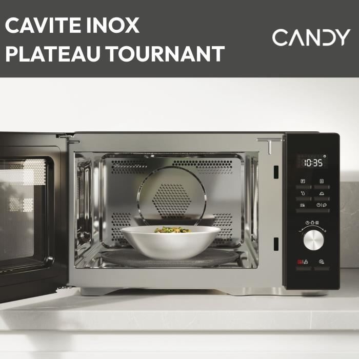 Micro-ondes CANDY Essenza CMCA29EDLB 1000W 29L Digital Noir - Combiné a chaleur tournante - 5 Niveaux de Puissance -10 Menus Aut
