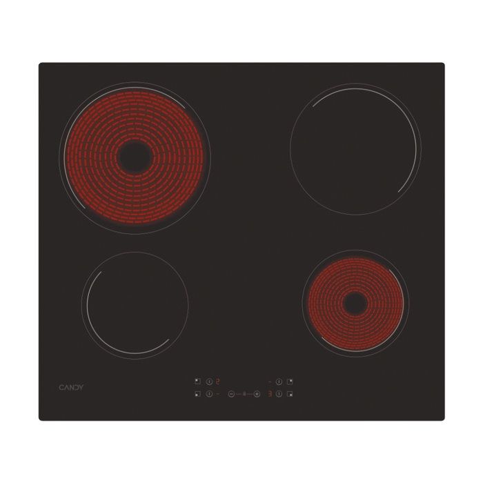 Plaque de cuisson vitrocéramique CANDY CH64CCB - 4 foyers - L 59 cm - Noir