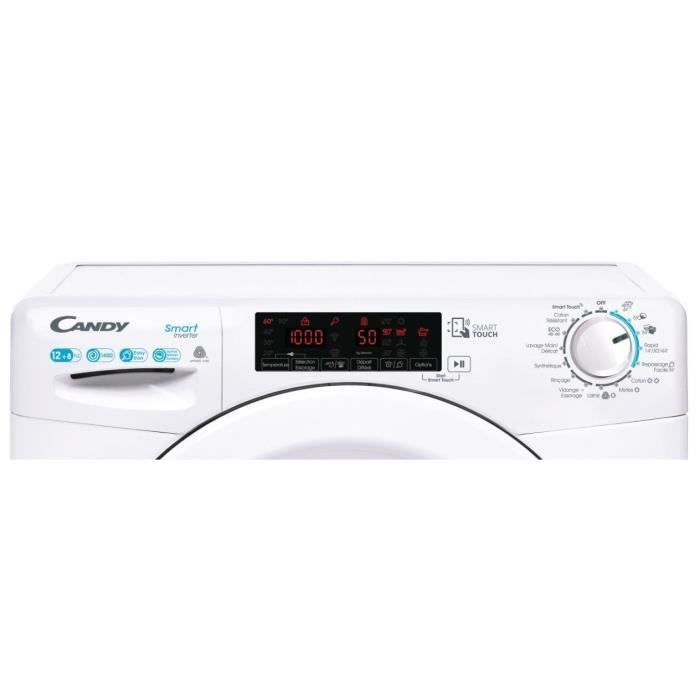Lave-linge sÈchant CANDY CSWS4128TWME - 12 / 8 kg - Induction - 1400 trs/min - Vapeur - ConnectÈ - Blanc