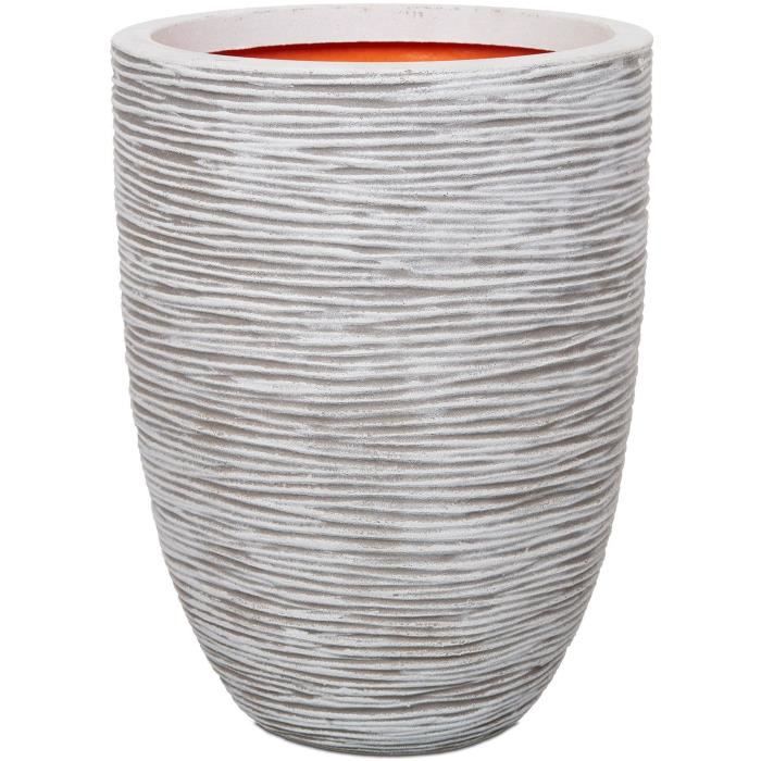 CAPI EUROPE Pot de fleurs NATURE RIB - 36x47 cm - Ivoire