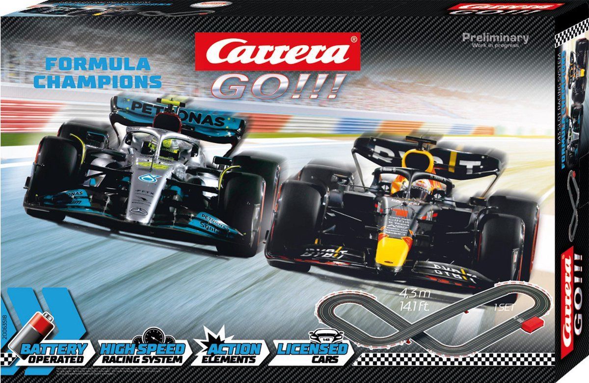 Circuit de course Formula Champions, Longueur 6,3 m, Echelle des voitures 1/43, Carrera Go, Des 6 ans