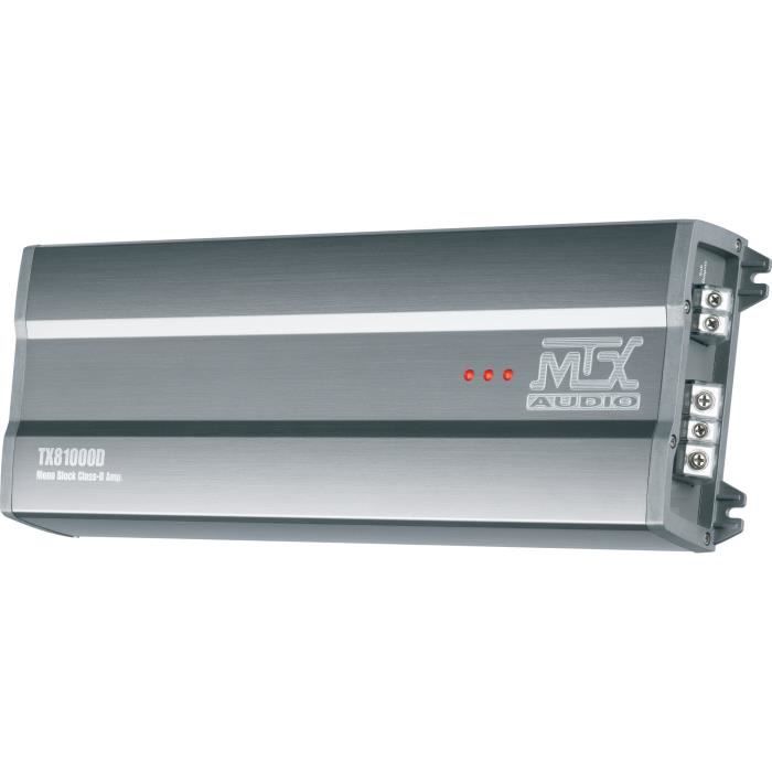 MTX TX81000D Amplificateur voiture Classe-D 1x1000W RMS @2O Télécommande EBC Filtres variables