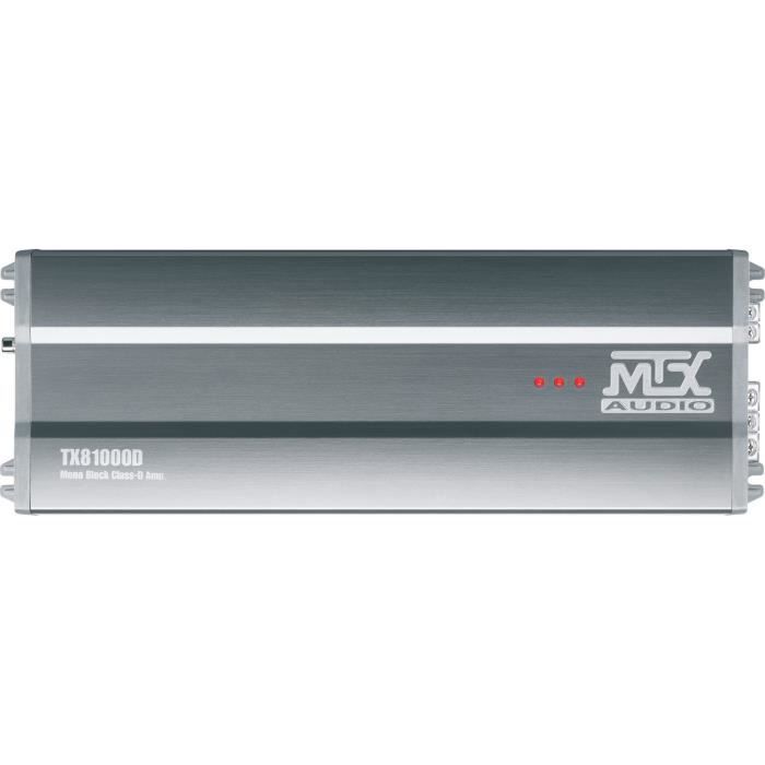 MTX TX81000D Amplificateur voiture Classe-D 1x1000W RMS @2O Télécommande EBC Filtres variables
