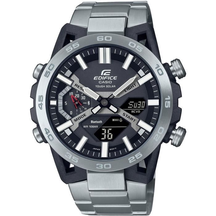 Montre - CASIO - ECB-2000D-1AEF - 51mm - Argent - Bluetooth - Solaire - Étanche 10 bars