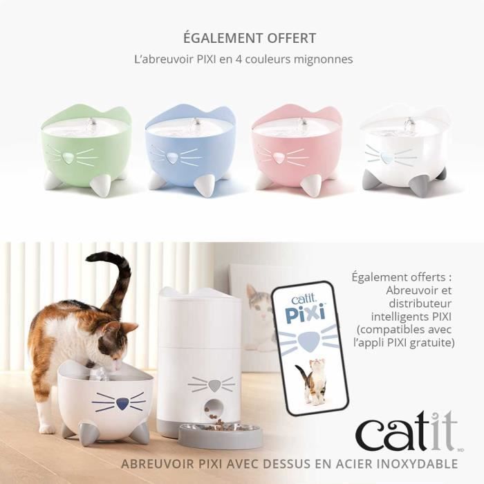 CAT IT Fontaine a eau automatique pour chat - 2,5 L (Acier inox et filtre)