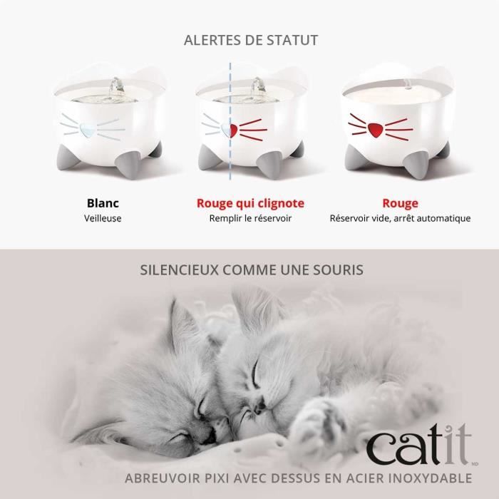 CAT IT Fontaine a eau automatique pour chat - 2,5 L (Acier inox et filtre)