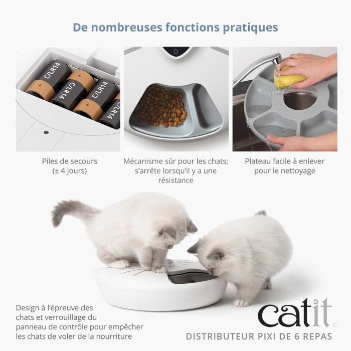 Distributeur de repas pour chat connecté - CATIT - PIXI SMART - 6 x 170ml - Ecran tactile LCD - Avec Blocs réfrigérants
