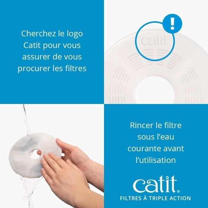 Filtre - Catit - Triple Action - Pack de 12 - Eau propre - Prévention maladies urinaires
