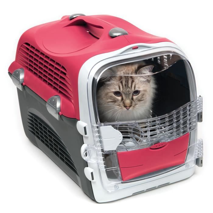 Cage de transport pour chat - CATIT - Cabrio - Multifonctionelle - Ouverture 360° - Rouge