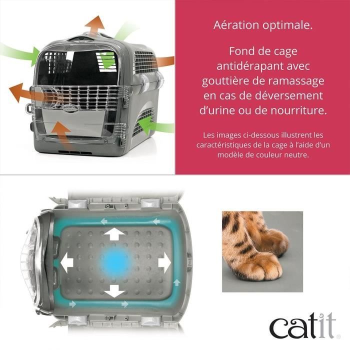Cage de transport pour chat - CATIT - Cabrio - Multifonctionelle - Ouverture 360° - Rouge
