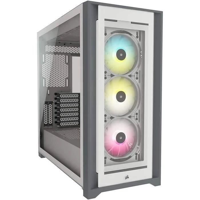 Boîtier PC - CORSAIR - CC-9011213-WW - ATX iCUE 5000X RGB - Moyen-tour intelligent en verre trempé - Blanc