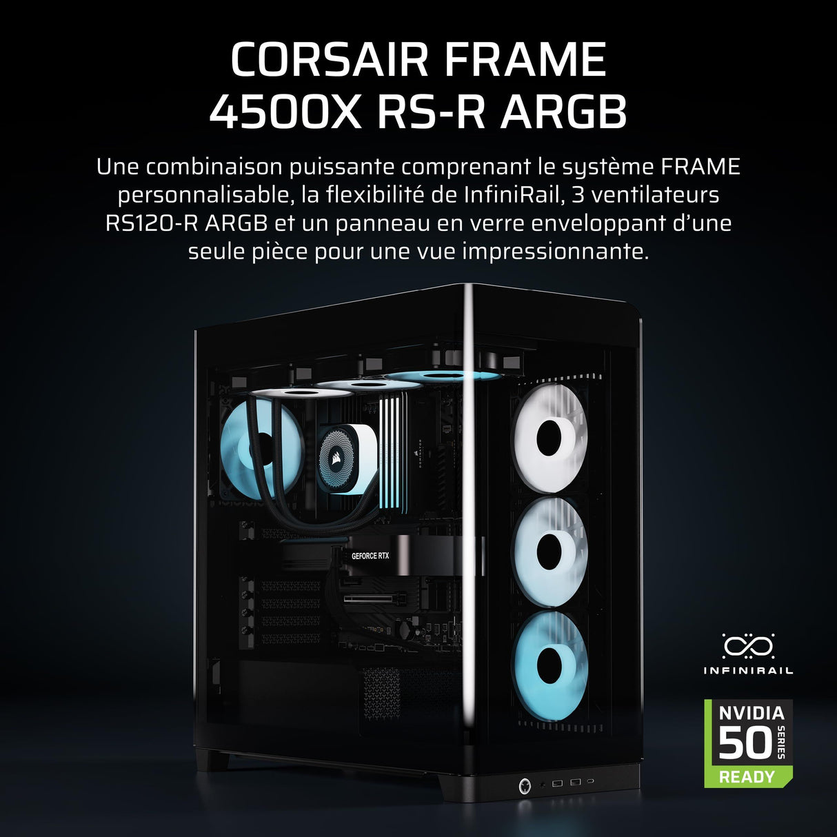 Boitier PC - CORSAIR - FRAME 4500X RS-R ARGB Tempered Glass Mid-Tower - 2 radiateurs - Noir